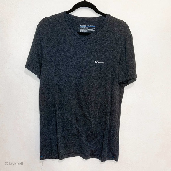 Columbia V Neck Dark Gray Stretch Cotton T Shirt M - Picture 8 of 15